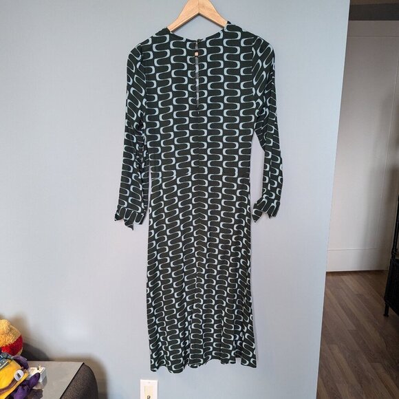 Reformation Port Print Midi Dress | Green Retro Print |  Modest - Picture 2 of 12
